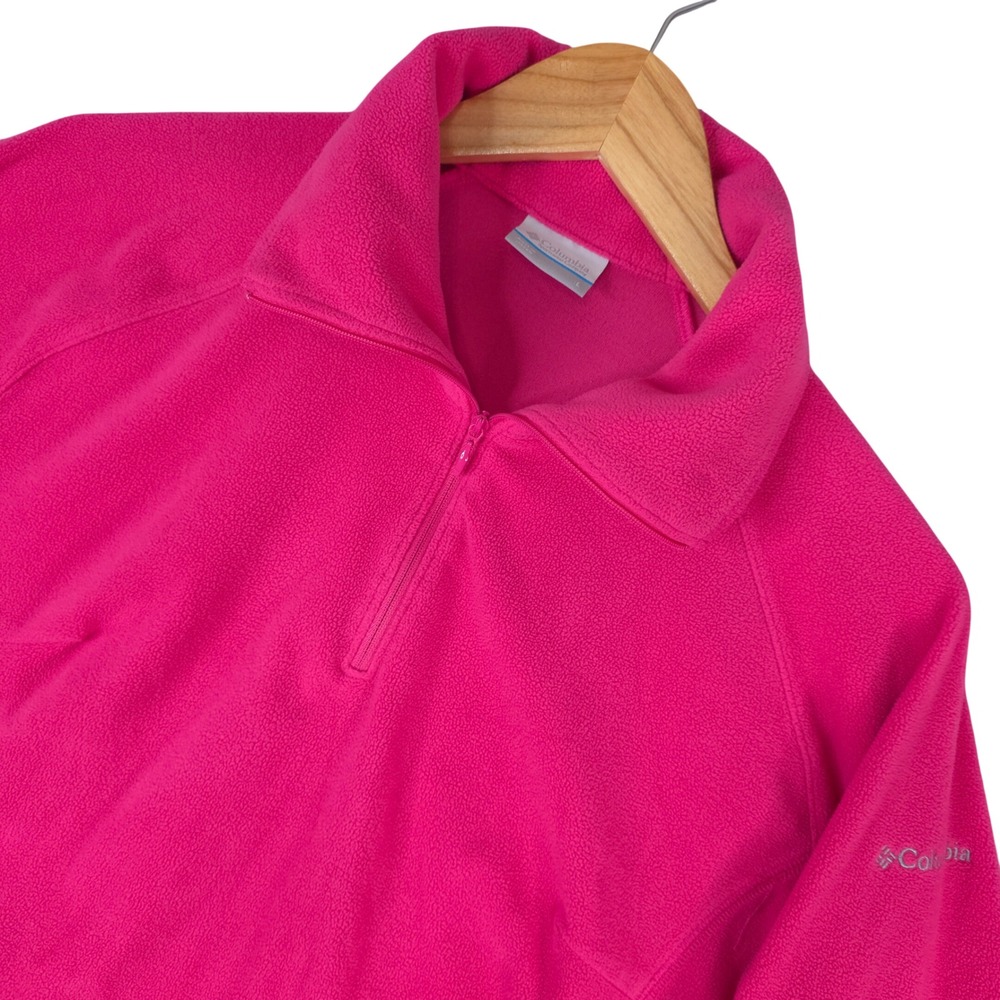 Columbia Sweatshirt Womens L Pink Quarter Zip Fleece Pullover Outdoor Gorpcore